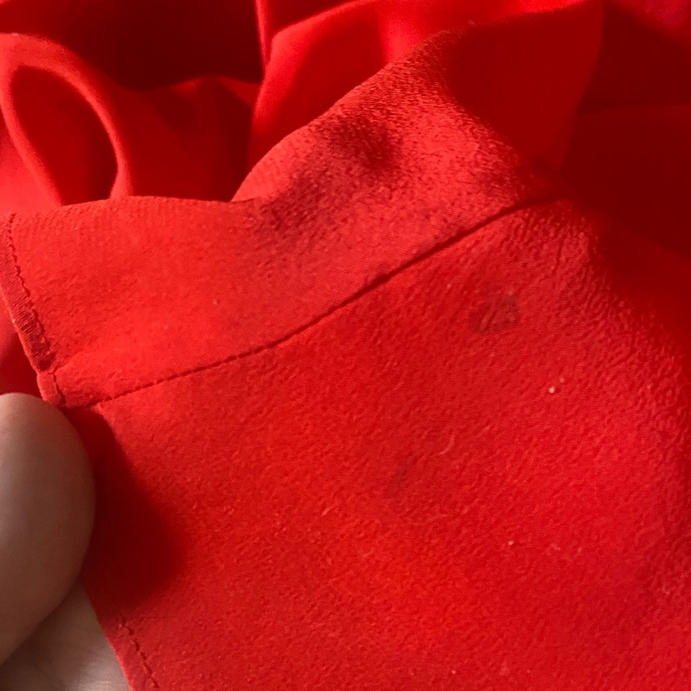 Sezane Silk Red Ruffled Button-Up Blouse - Picture 11 of 12